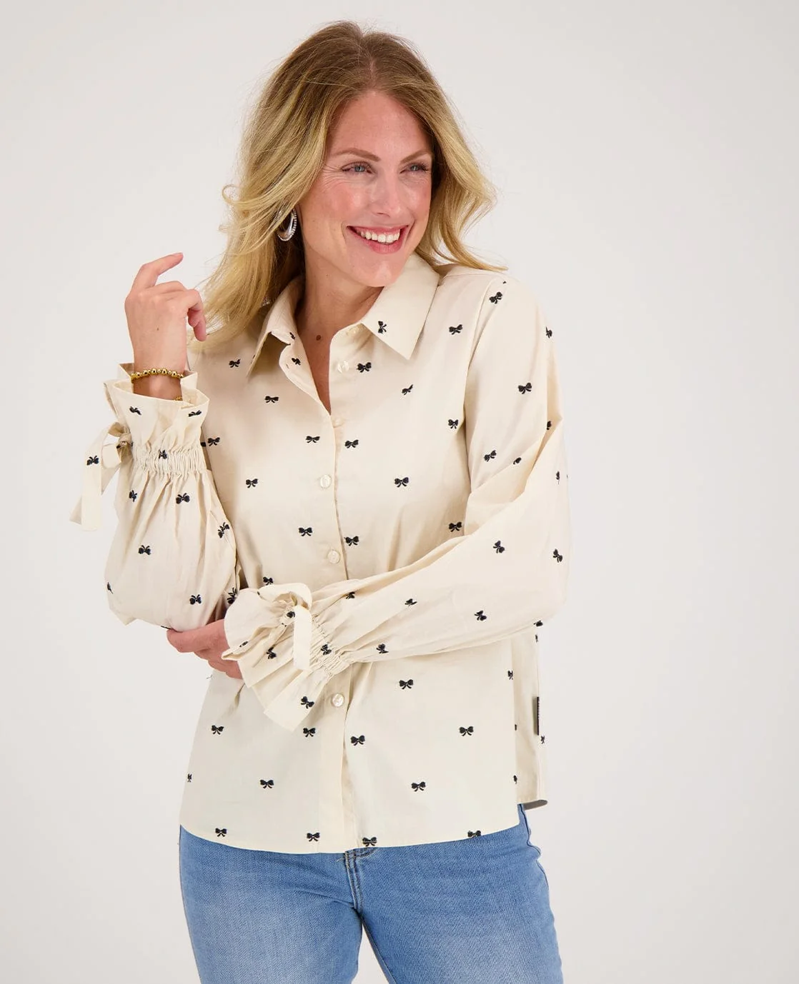 Blouse Elaine | Greige/Zwart - Image 3