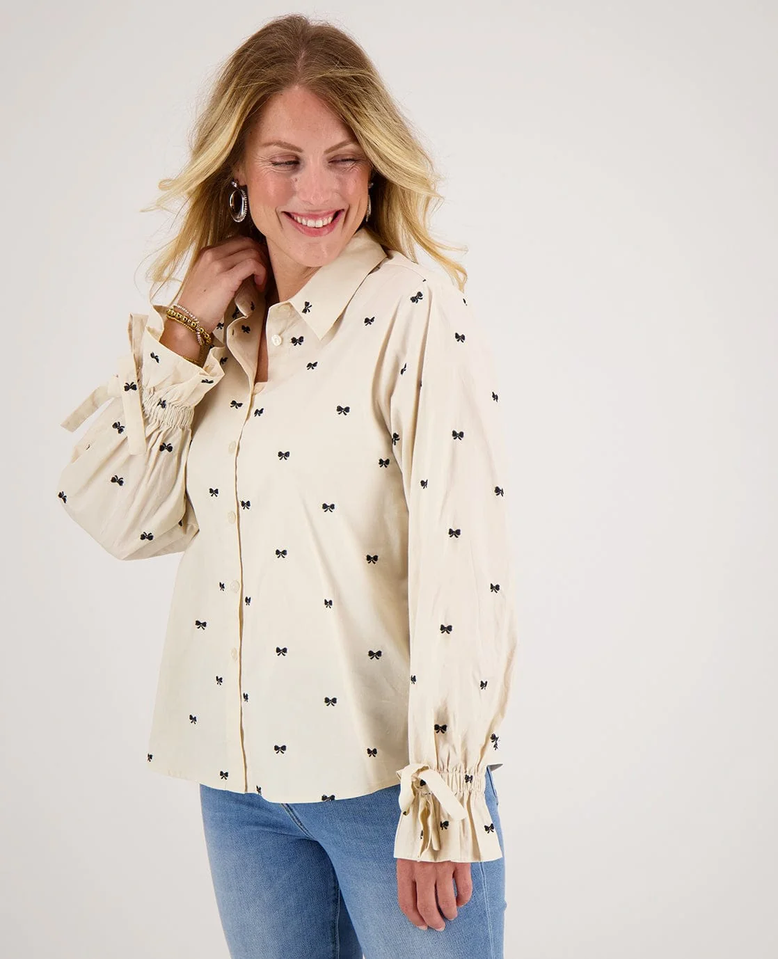 Blouse Elaine | Greige/Zwart - Image 4