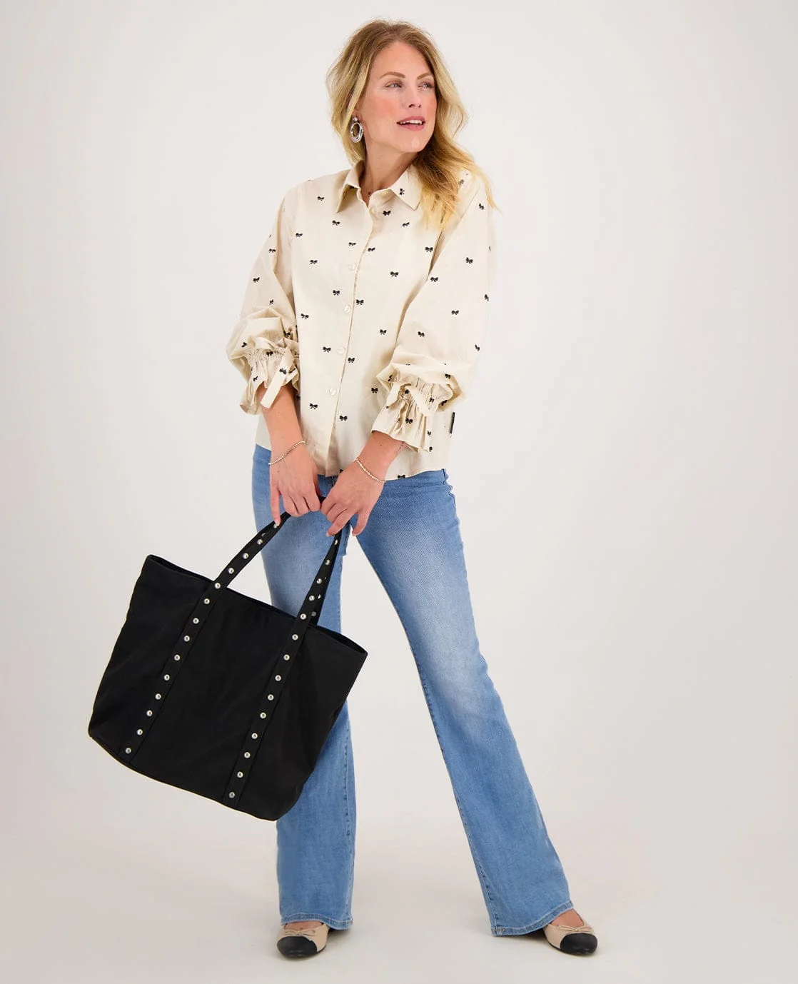 Blouse Elaine | Greige/Zwart - Image 7