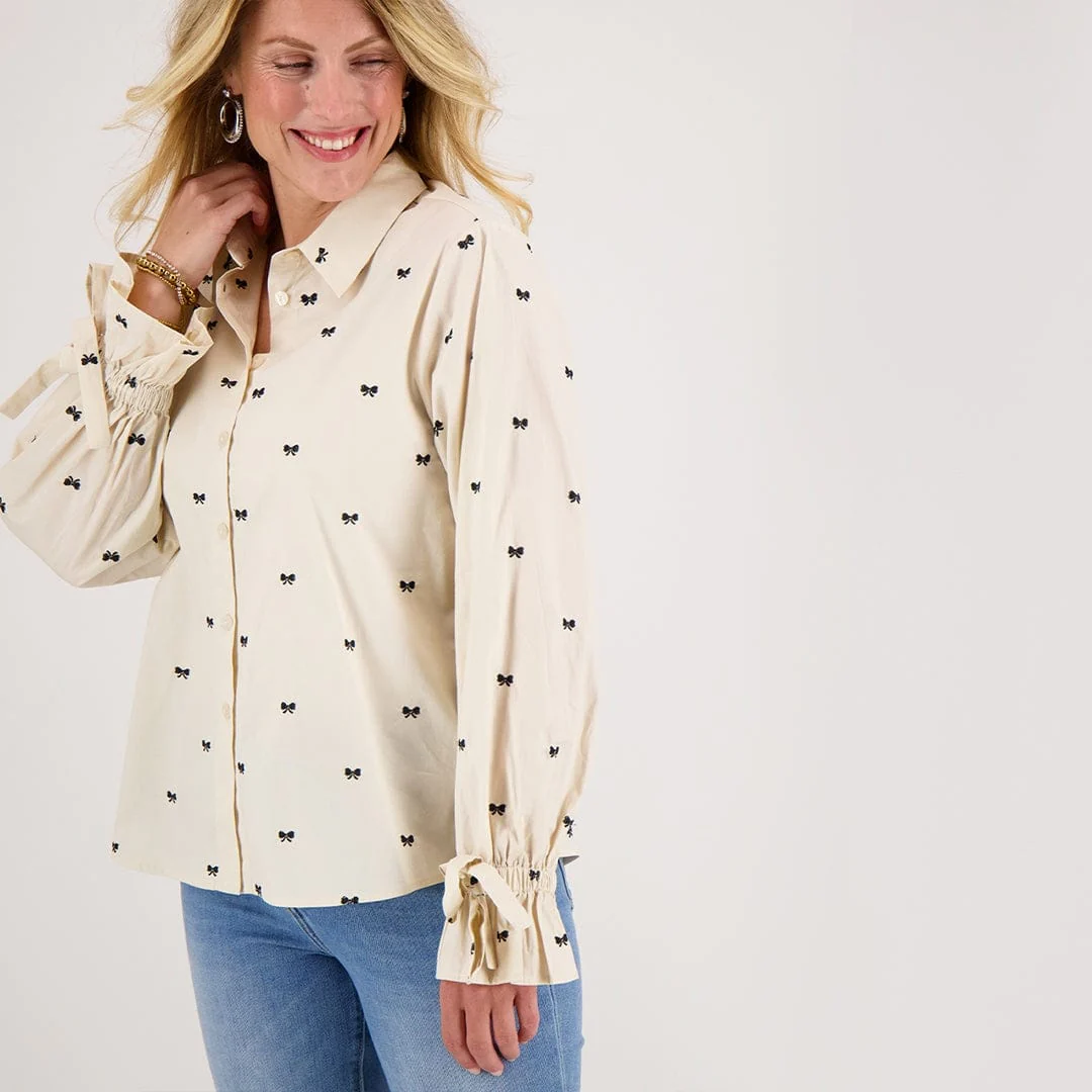 Blouse Elaine | Greige/Zwart - Image 8