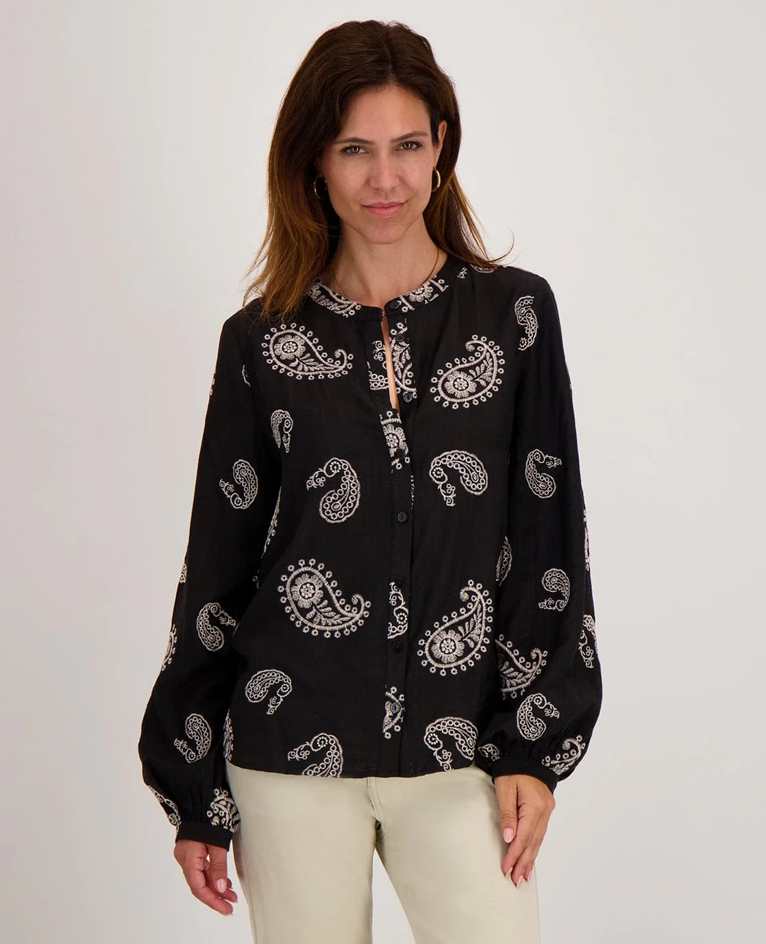 Blouse Liese | Zwart/Greige - Image 3