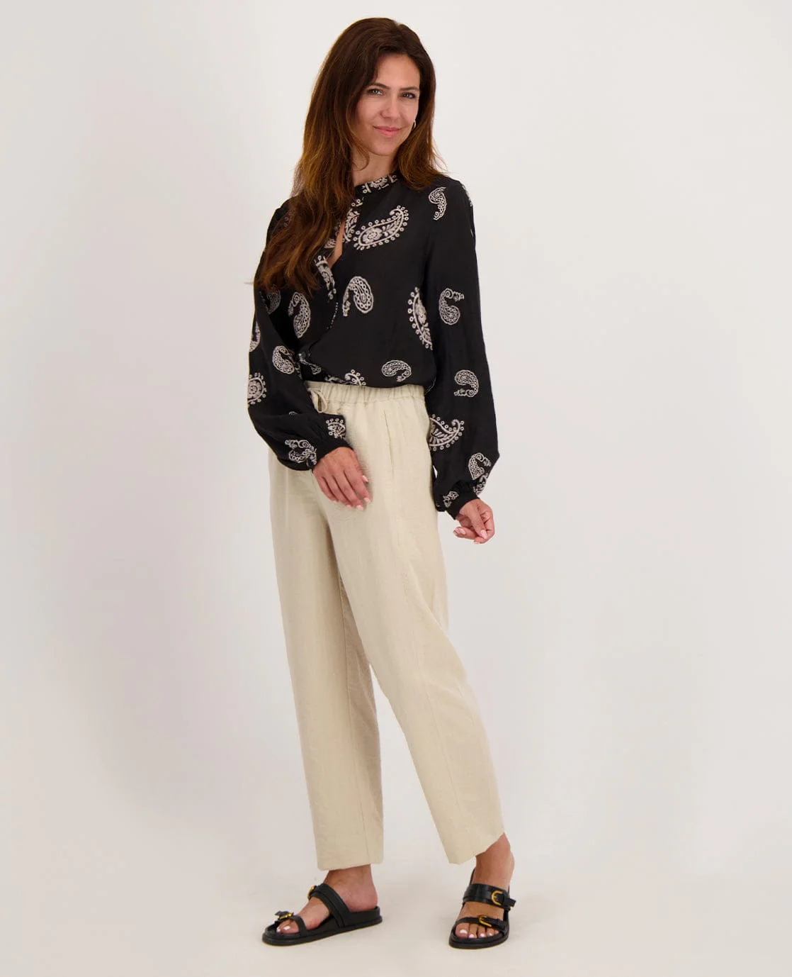 Blouse Liese | Zwart/Greige - Image 7