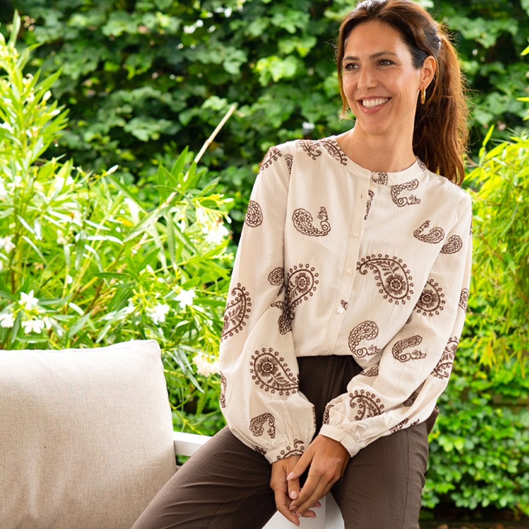 Blouse Lizzy | Greige / Cacao Brown