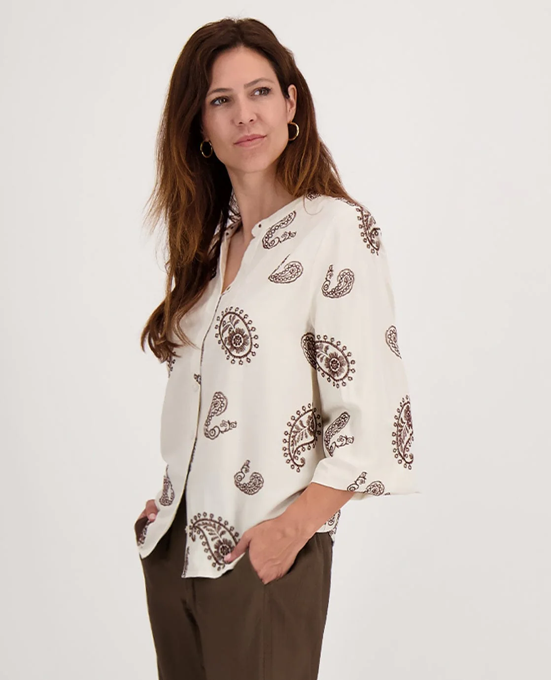 Blouse Lizzy | Greige / Cacao Brown - Image 2