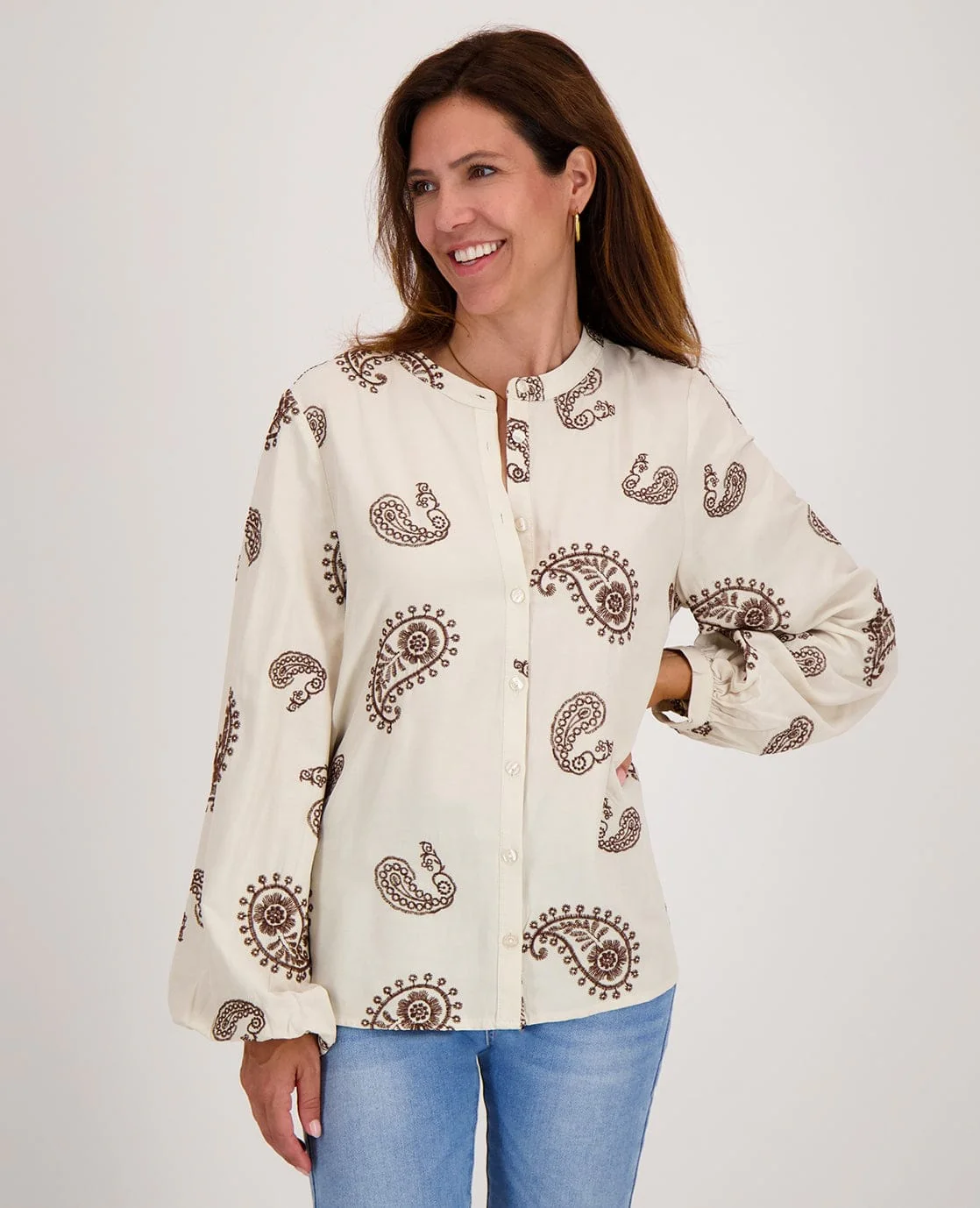Blouse Lizzy | Greige / Cacao Brown - Image 3