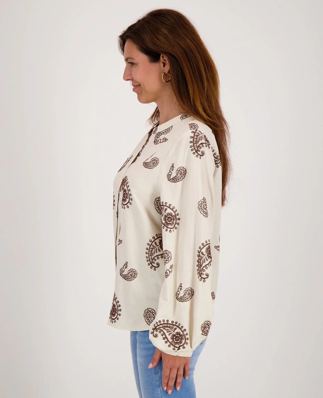 Blouse Lizzy | Greige / Cacao Brown - Image 4