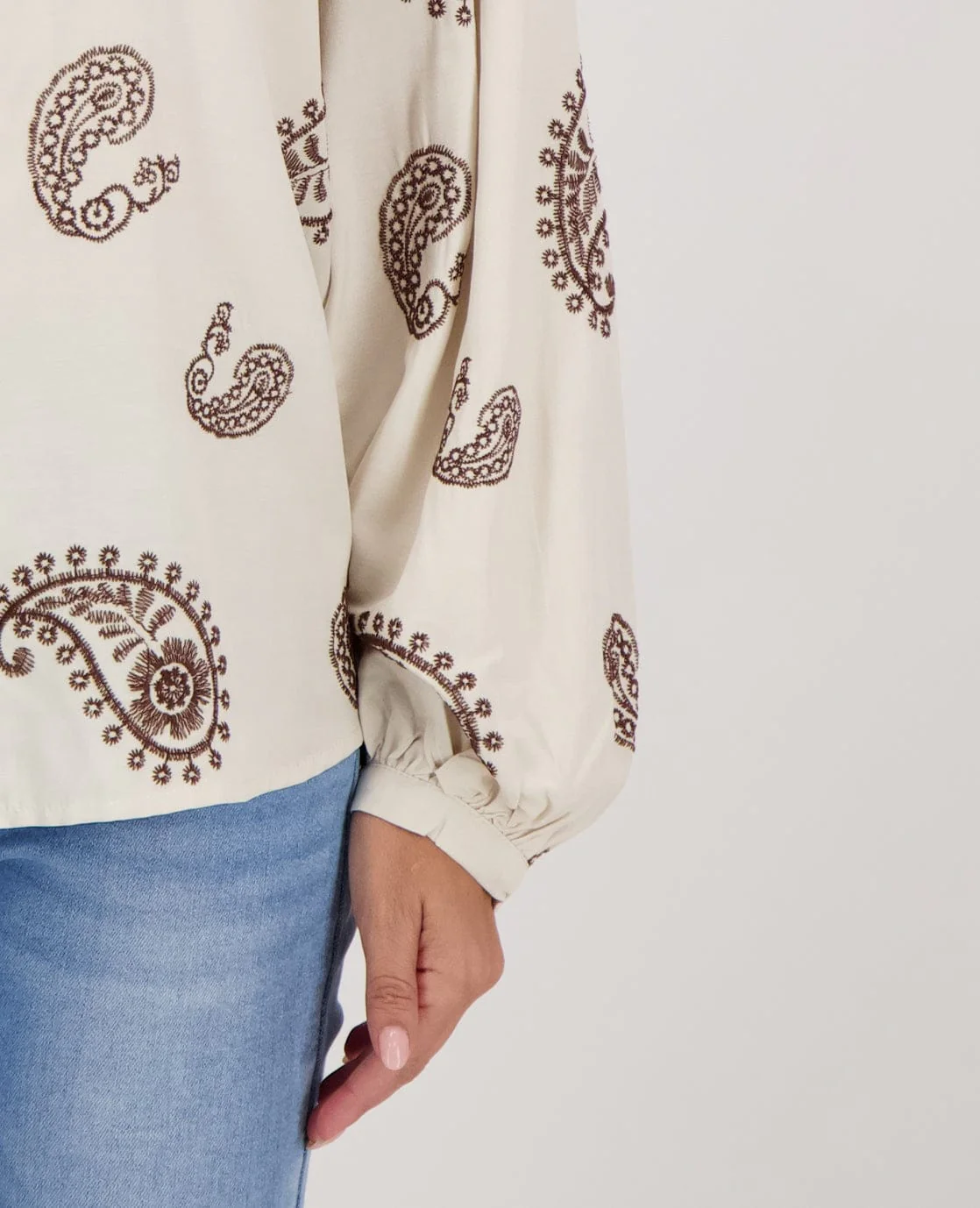 Blouse Lizzy | Greige / Cacao Brown - Image 5