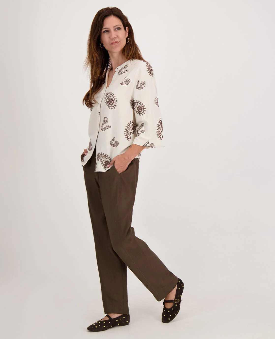 Blouse Lizzy | Greige / Cacao Brown - Image 8