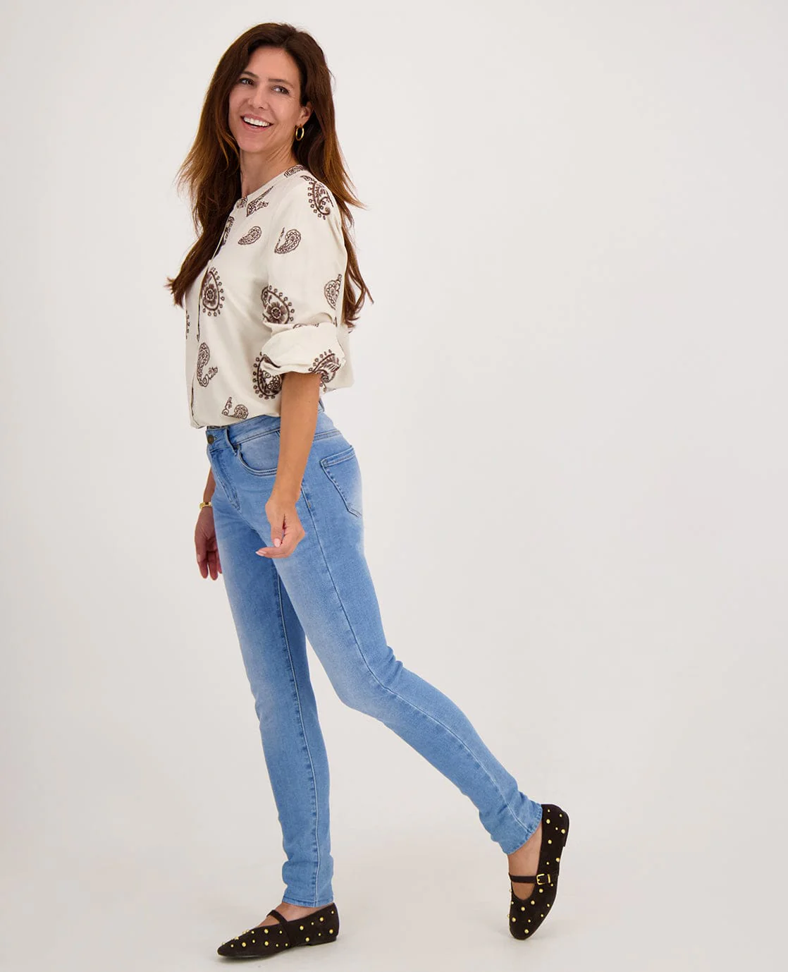 Blouse Lizzy | Greige / Cacao Brown - Image 9