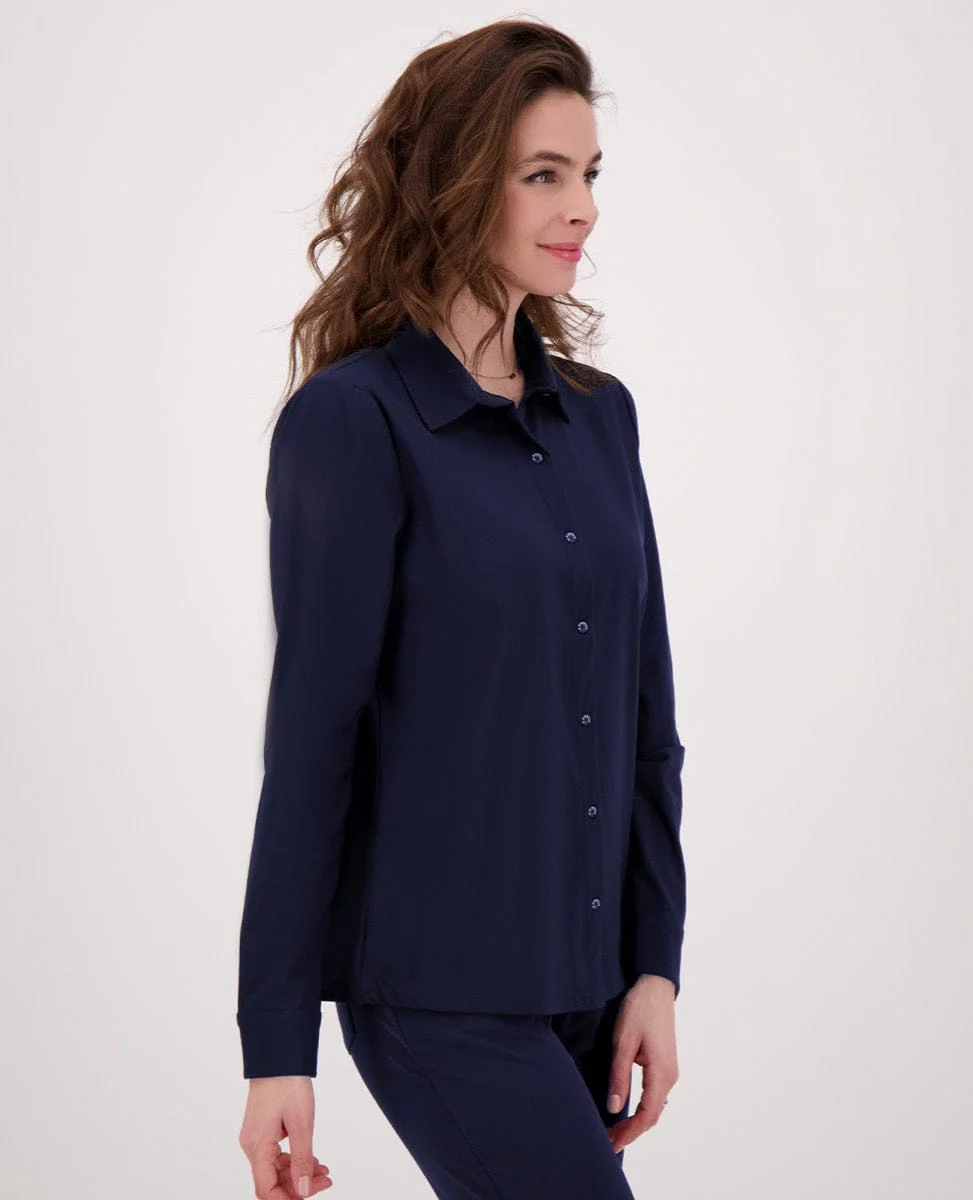 Blouse Perfecte Travel | Donkerblauw - Image 4
