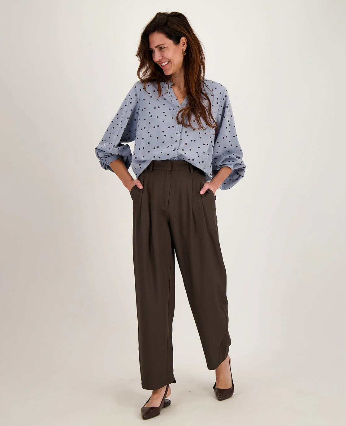 Blouse Roxy | Soft Blue / Espresso - Image 6
