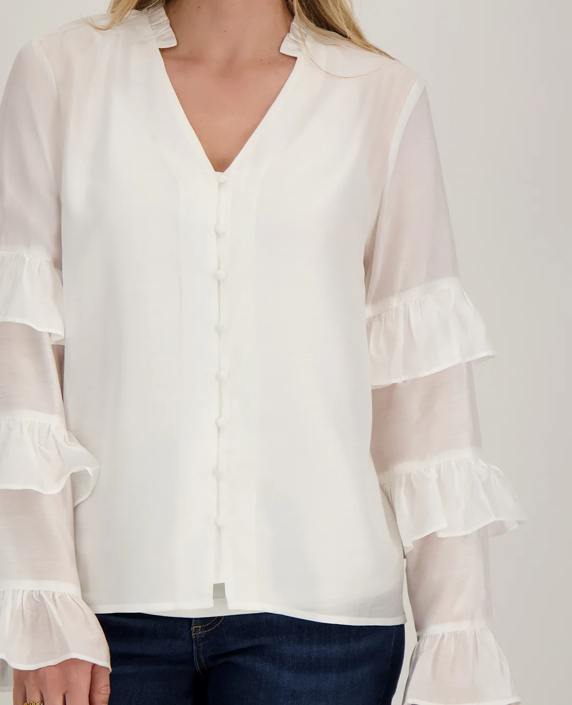 Blouse Ruffle | Off White - Image 4
