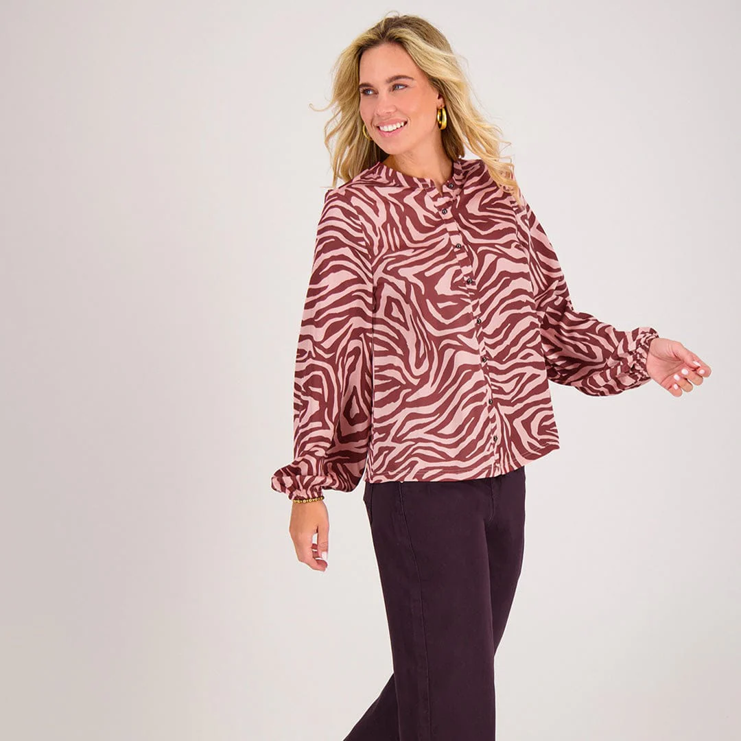 Blouse Satin | Burgundy / Pink - Image 11