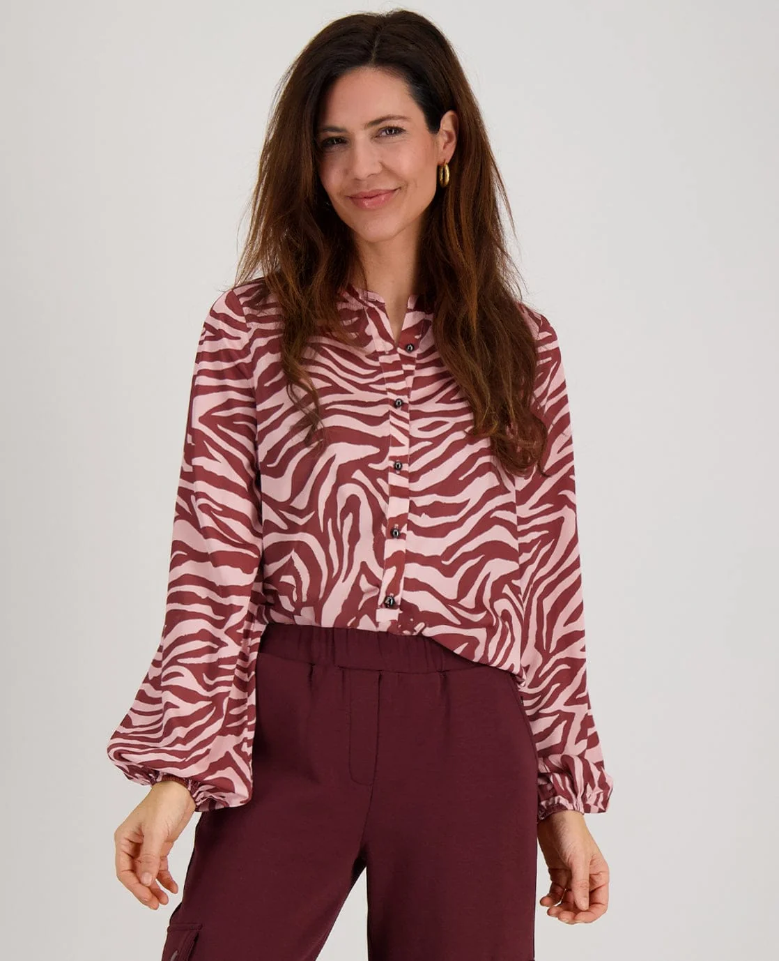Blouse Satin | Burgundy / Pink - Image 2