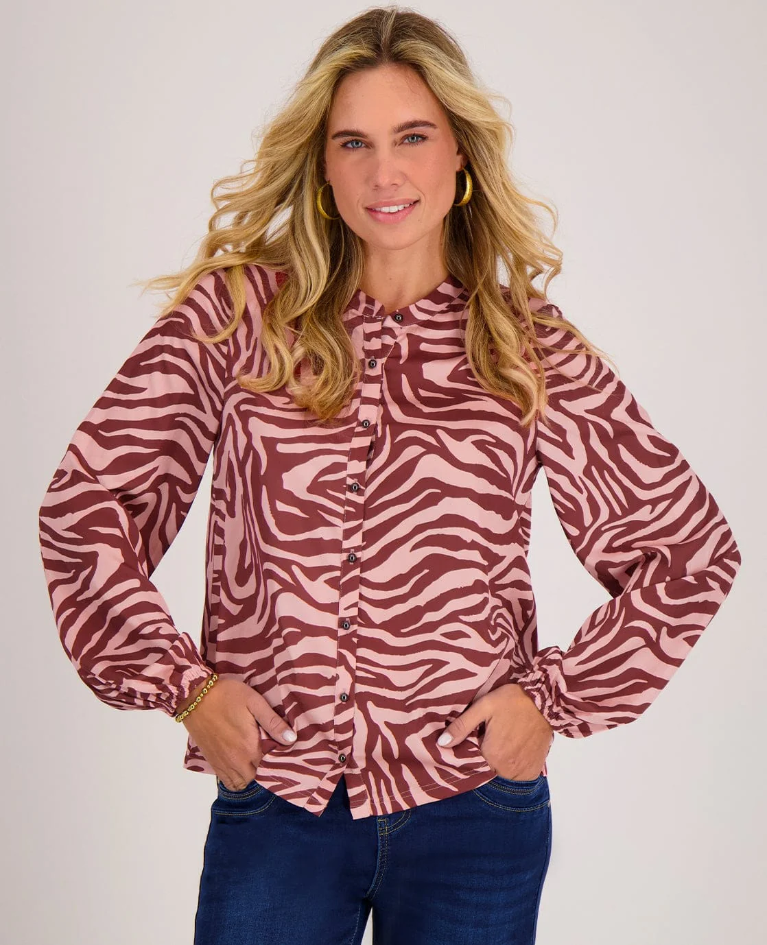 Blouse Satin | Burgundy / Pink - Image 3
