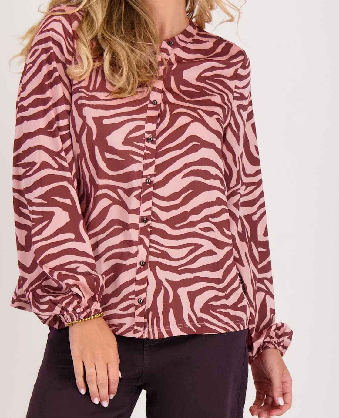 Blouse Satin | Burgundy / Pink - Image 4