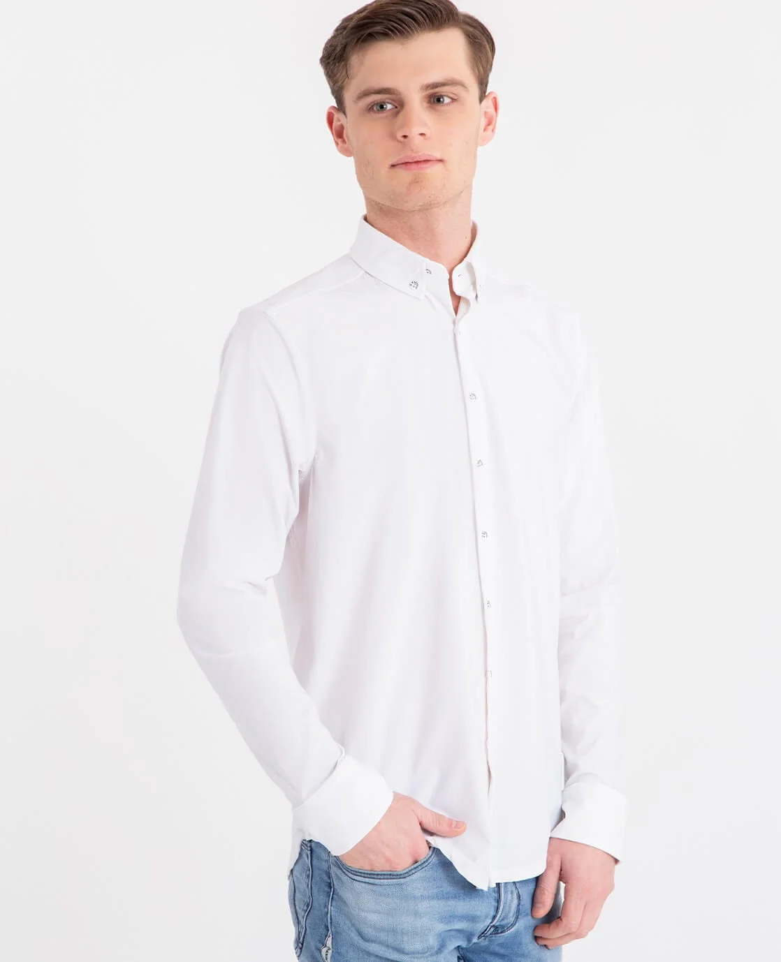 Button Down Shirt Homme Travel | Wit - Image 4