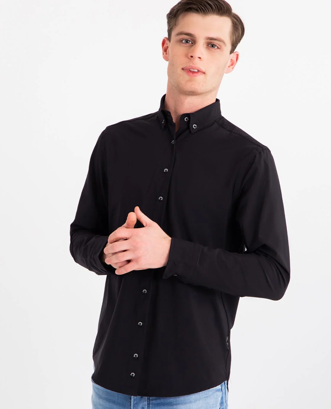 Button Down Shirt Homme Travel | Zwart