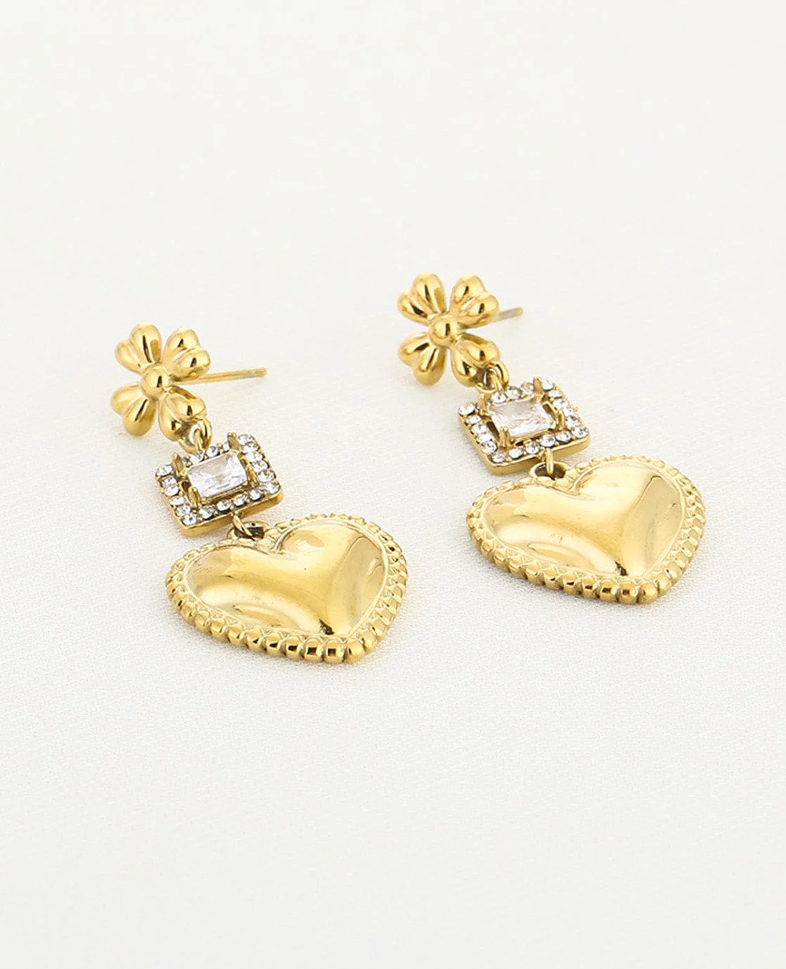 Earrings Heart | Goud / Wit - Image 3