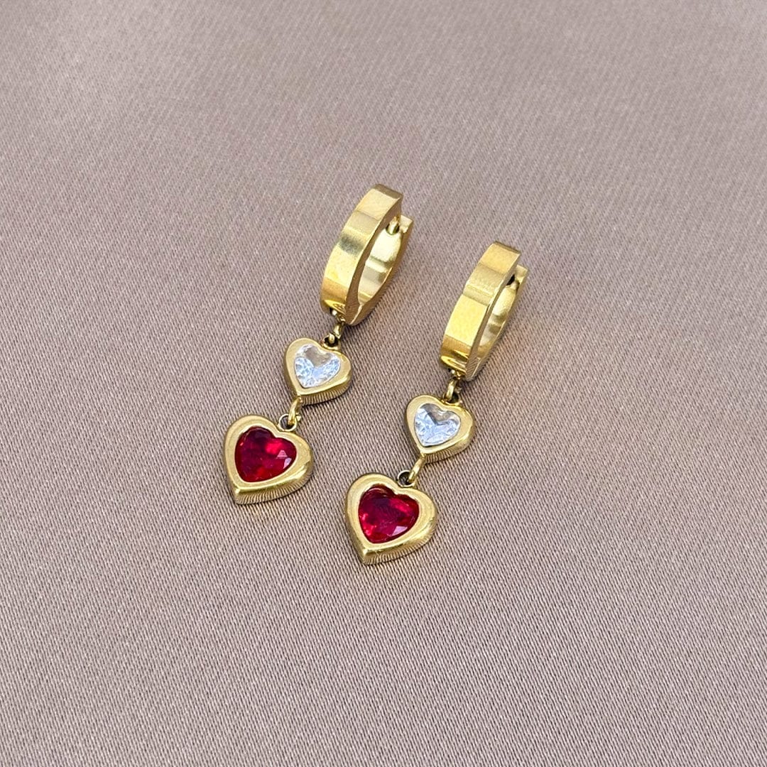 Earrings Hearts | Rood/Goud - Image 3