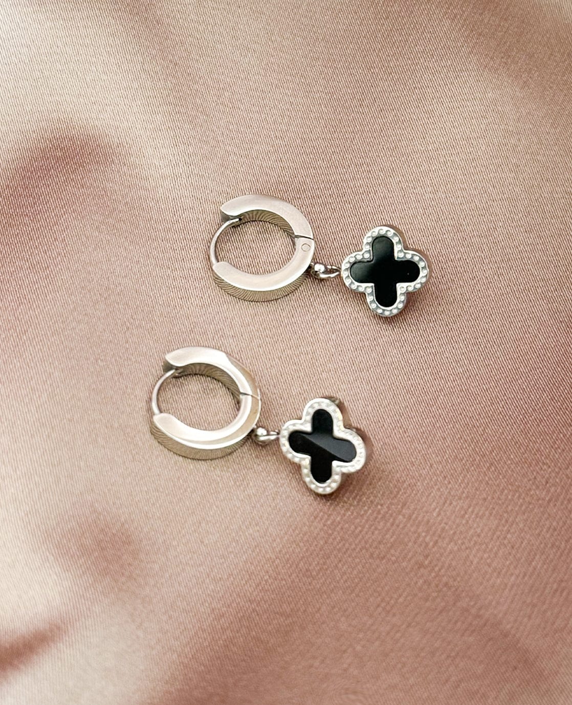 Earrings Lucky Charm | Noir/zilver - Image 2