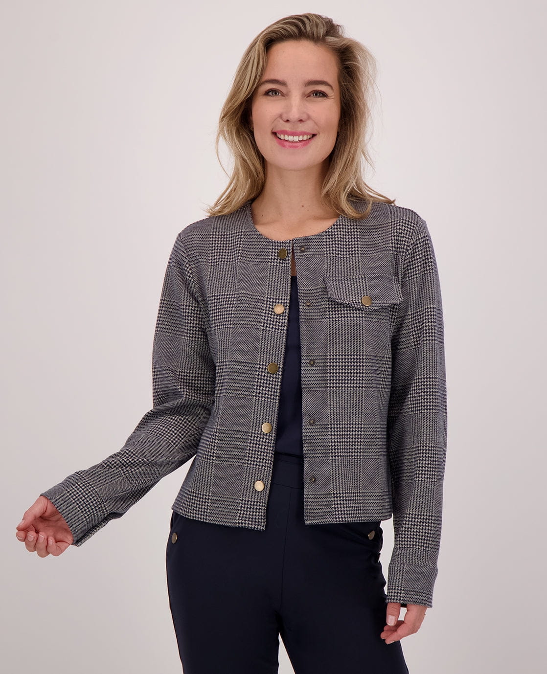 Jacket Jacquard | Navy/Dark Greige - Image 3