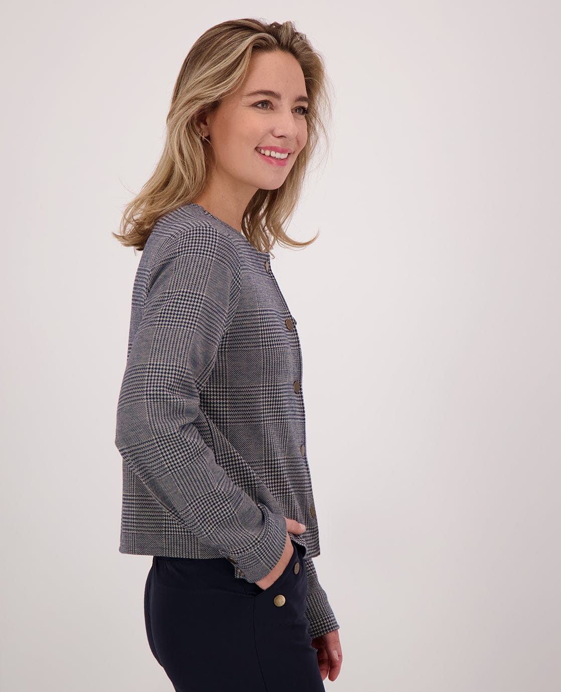Jacket Jacquard | Navy/Dark Greige - Image 4