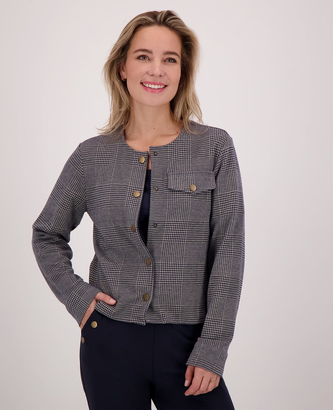 Jacket Jacquard | Navy/Dark Greige - Image 7