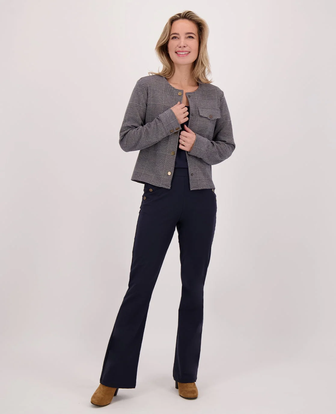 Jacket Jacquard | Navy/Dark Greige - Image 8