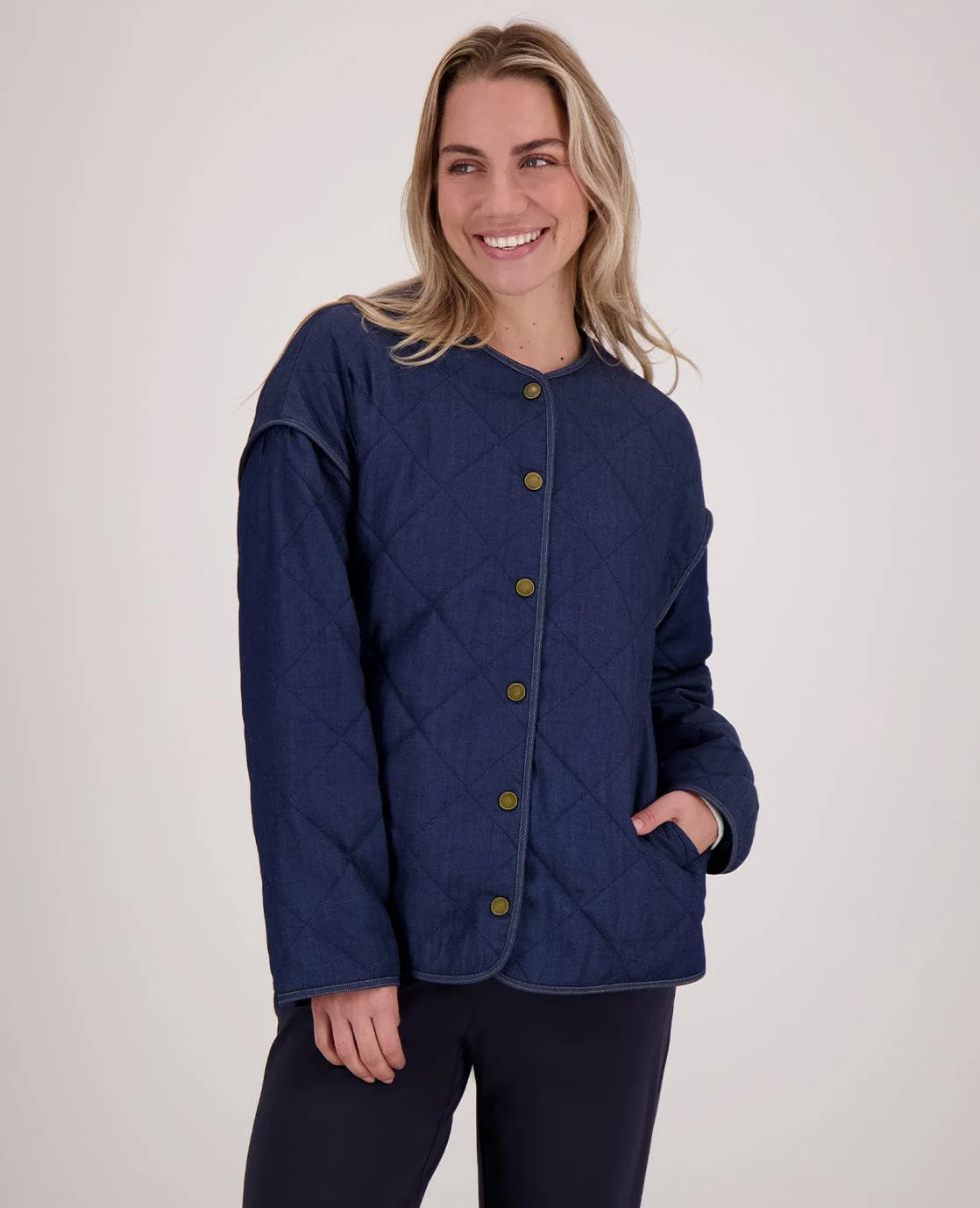Jacket Quilted | Dark Blue Denim - Image 8