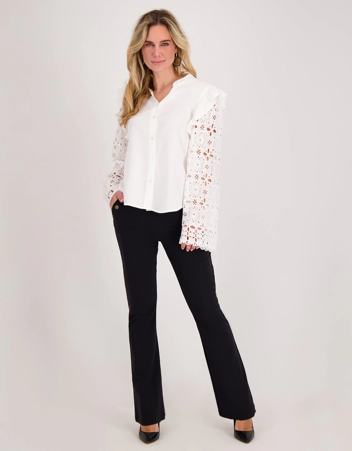 Pant Flare Marise Buttons Travel | Zwart - Image 10