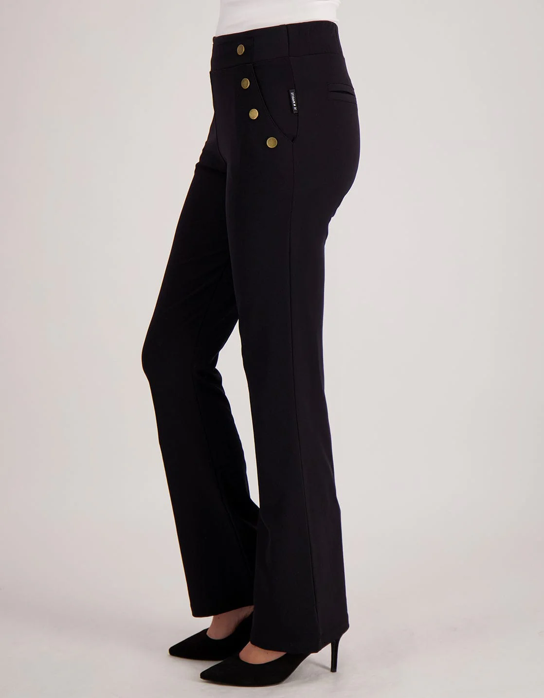 Pant Flare Marise Buttons Travel | Zwart - Image 4