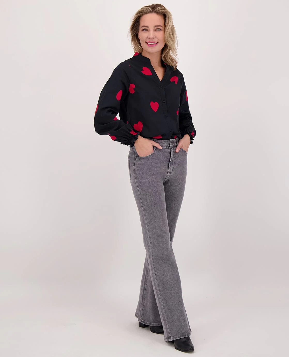 Pant Flare Stretch Denim | Grey - Image 5