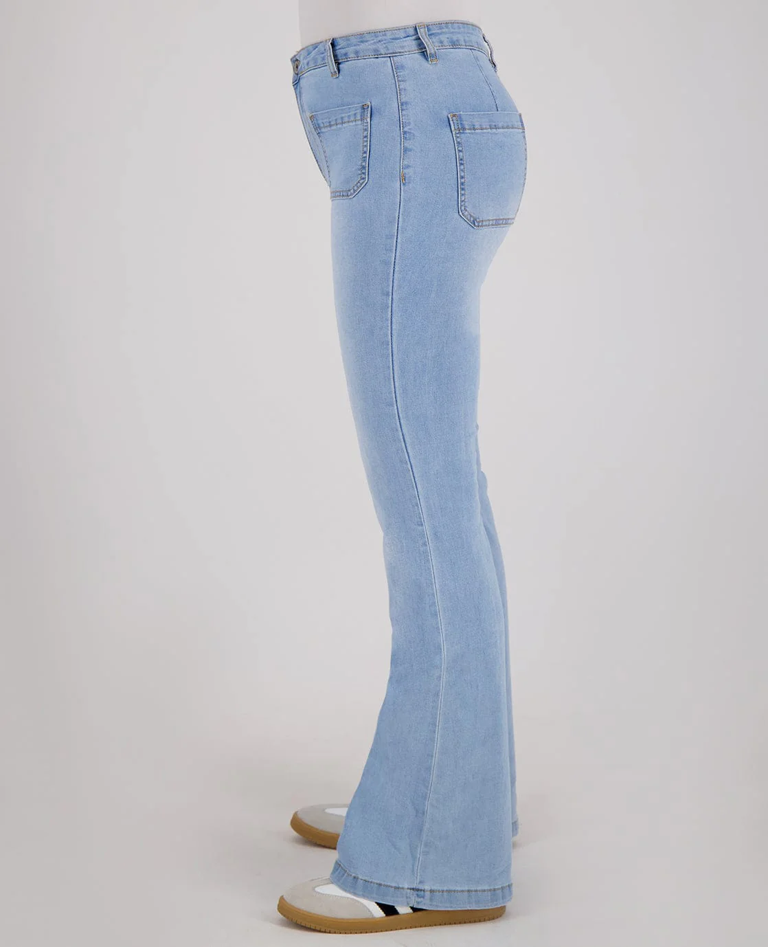 Pant Flare Stretch Denim | Light Blue Denim - Image 4