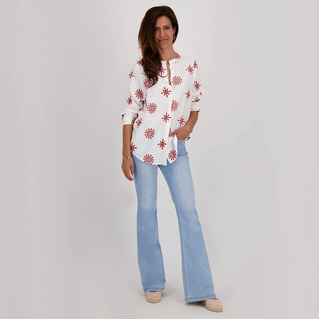 Pant Flare Stretch Denim | Light Blue Denim - Image 9