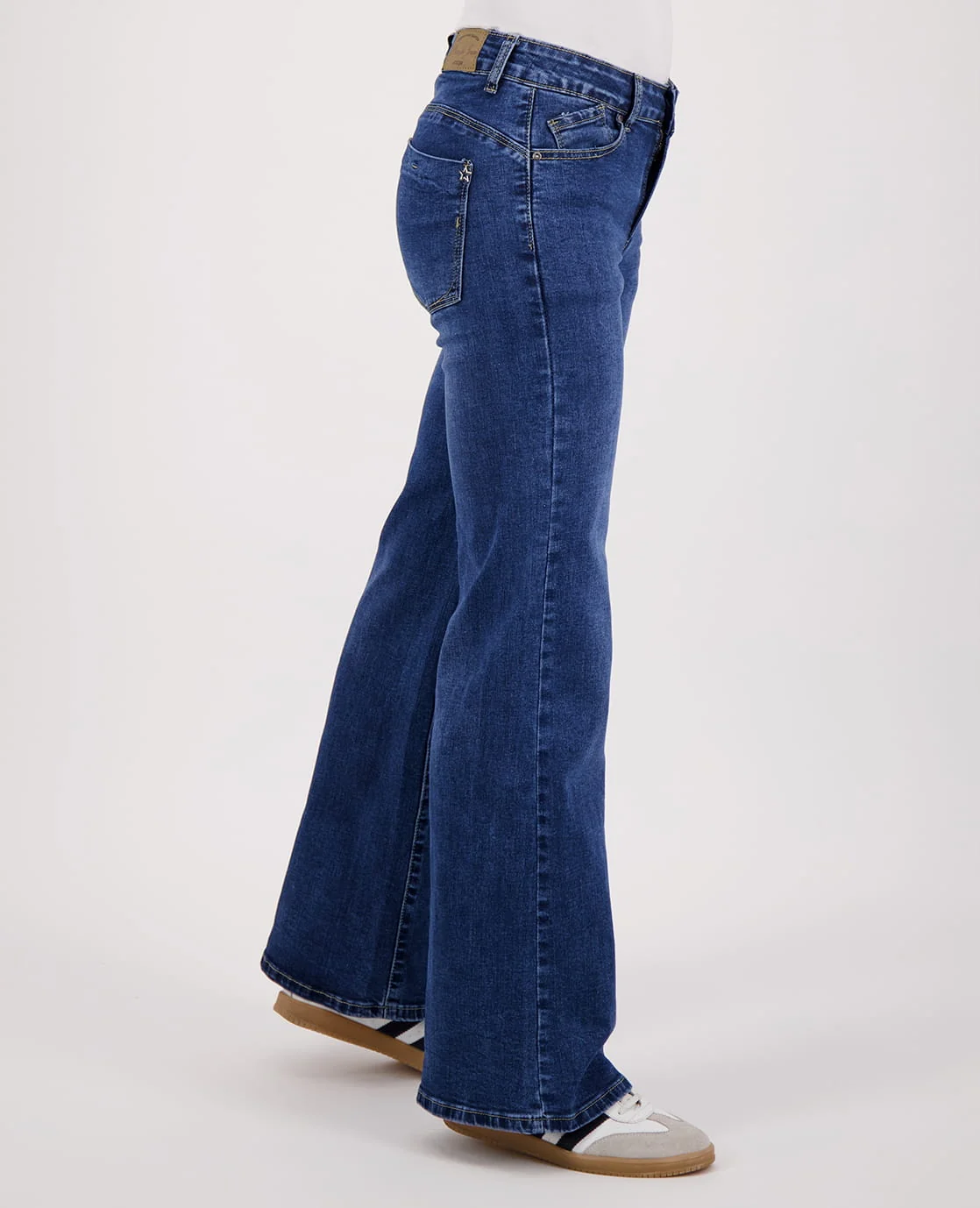 Pant Flare Superstretch Denim | Medium Blue - Image 4