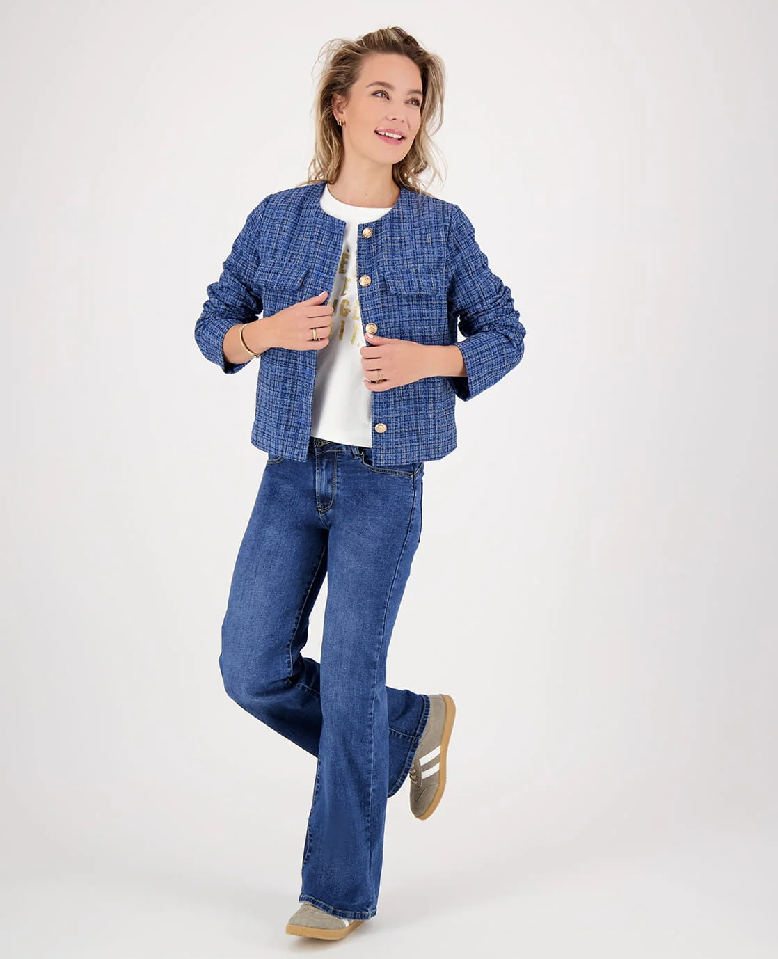 Pant Flare Superstretch Denim | Medium Blue - Image 6