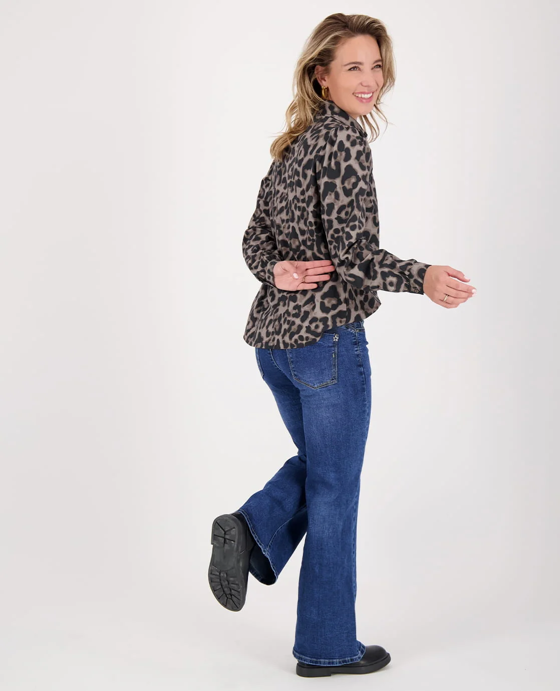 Pant Flare Superstretch Denim | Medium Blue - Image 7