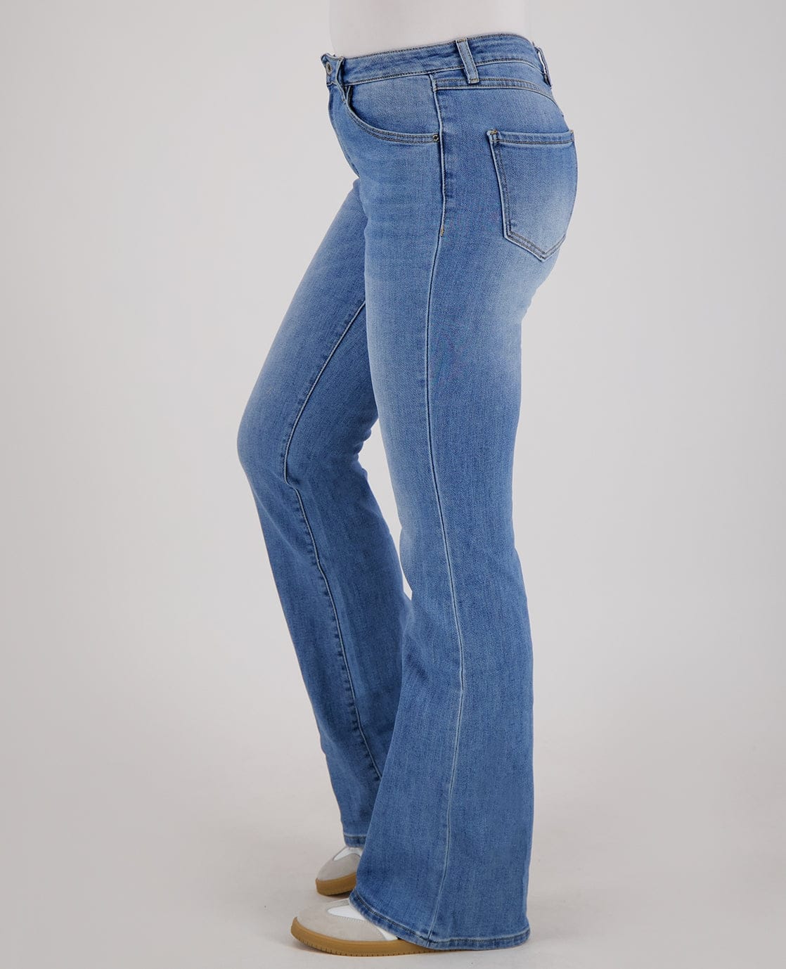 Pant Flare Superstretch Denim | Medium Blue Denim - Image 5