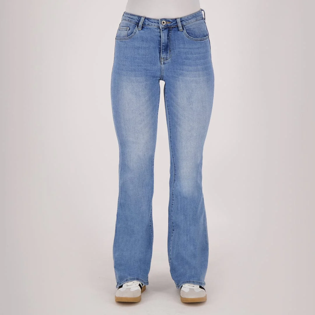 Pant Flare Superstretch Denim | Medium Blue Denim - Image 6
