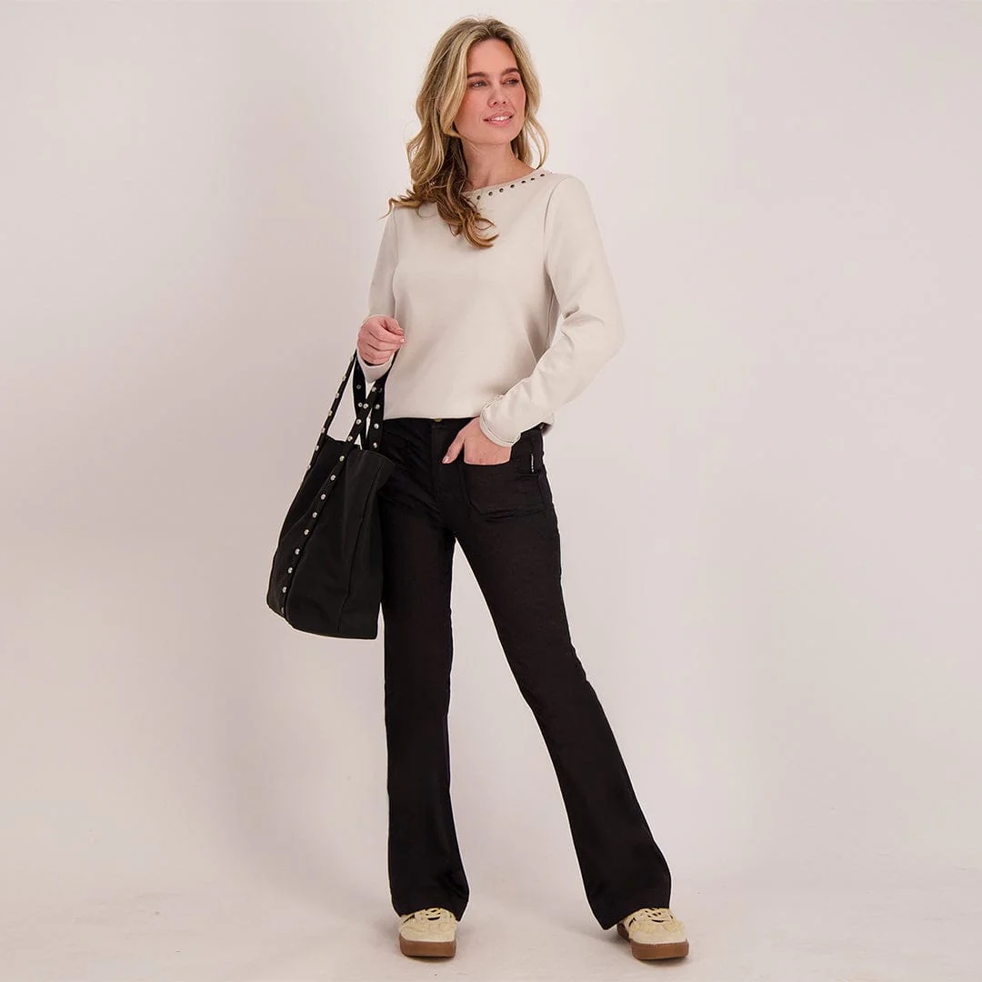 Pant Flare Stretch Denim | Zwart - Image 10