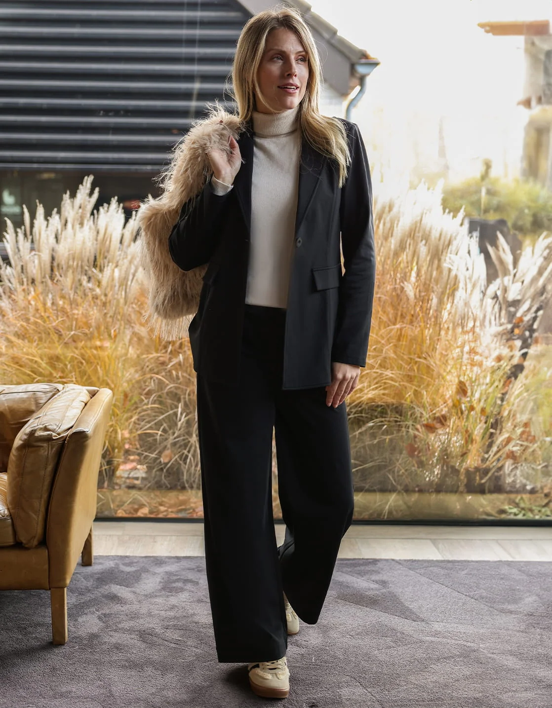 Pant Lizzy Travel Brushed | Zwart - Image 8