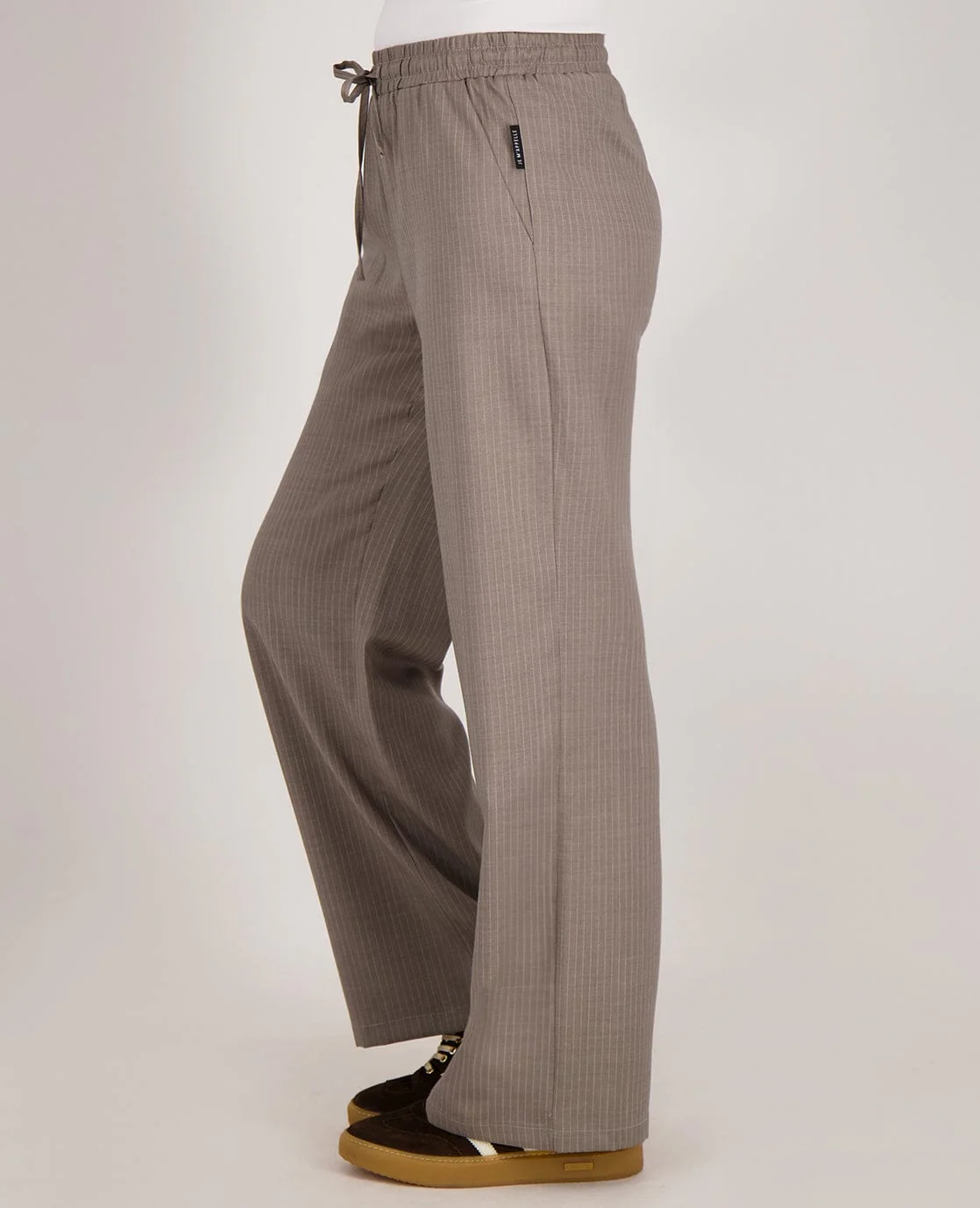 Pant Pinstripe Straight | Taupe/Wit - Image 4