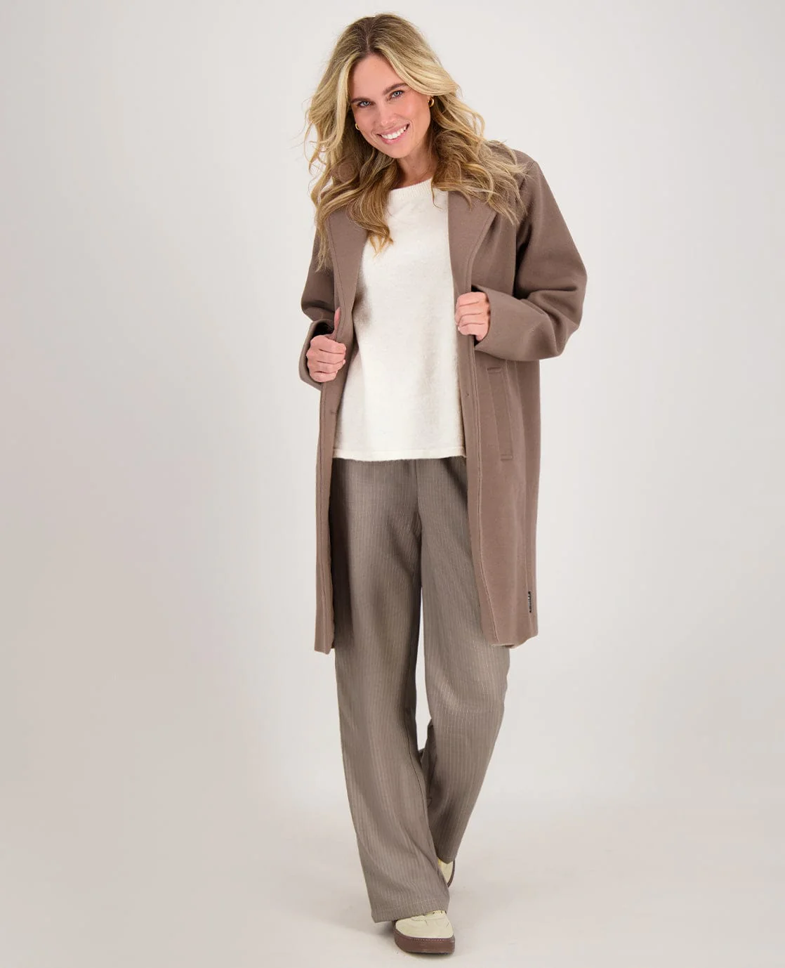 Pant Pinstripe Straight | Taupe/Wit - Image 8