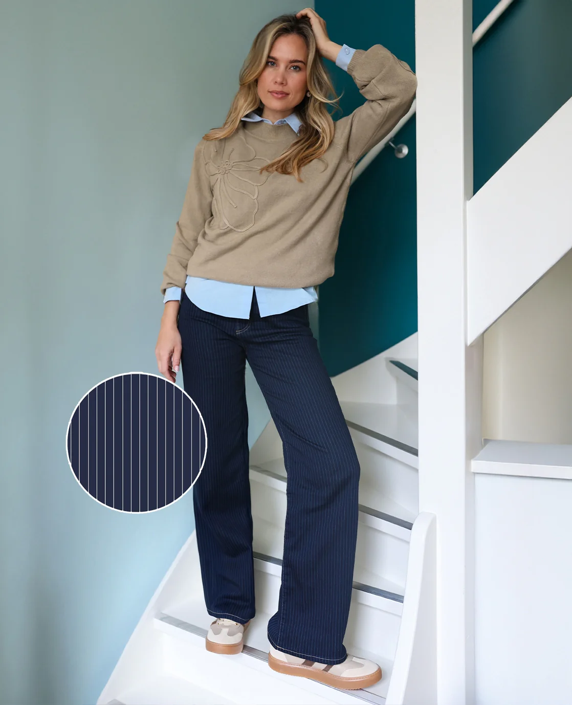 Pant Romee Jogg Denim | Dark Denim Pinstripe - Image 8
