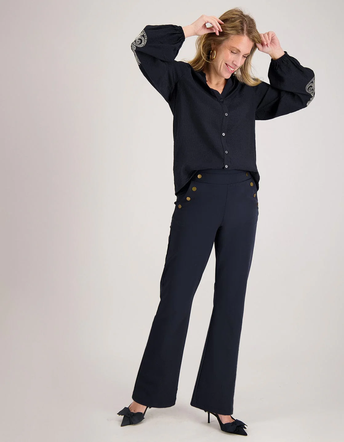 Pant Straight Buttons Travel | Donkerblauw - Image 7