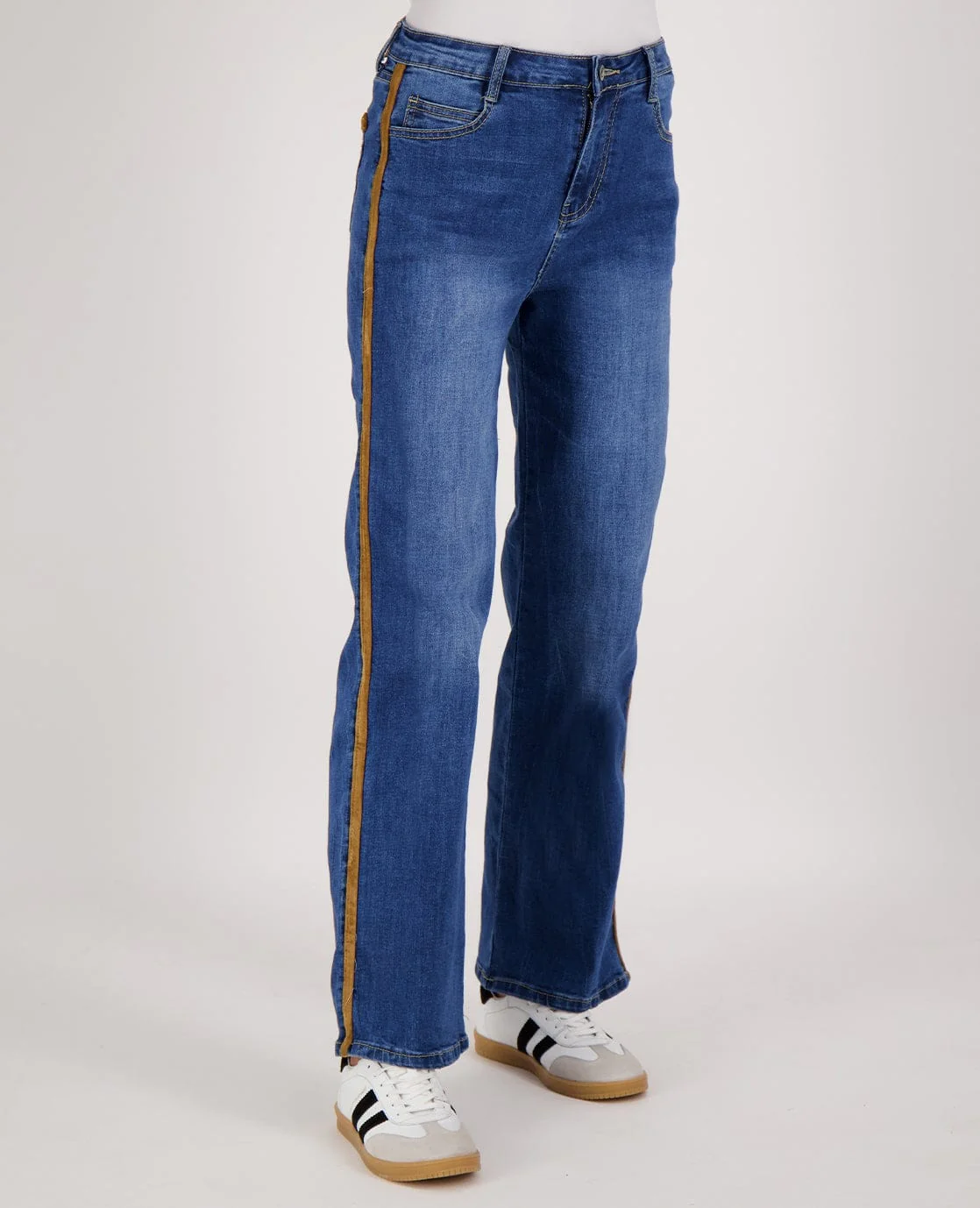 Pant Straight Denim | Dark Denim/Camel - Image 2