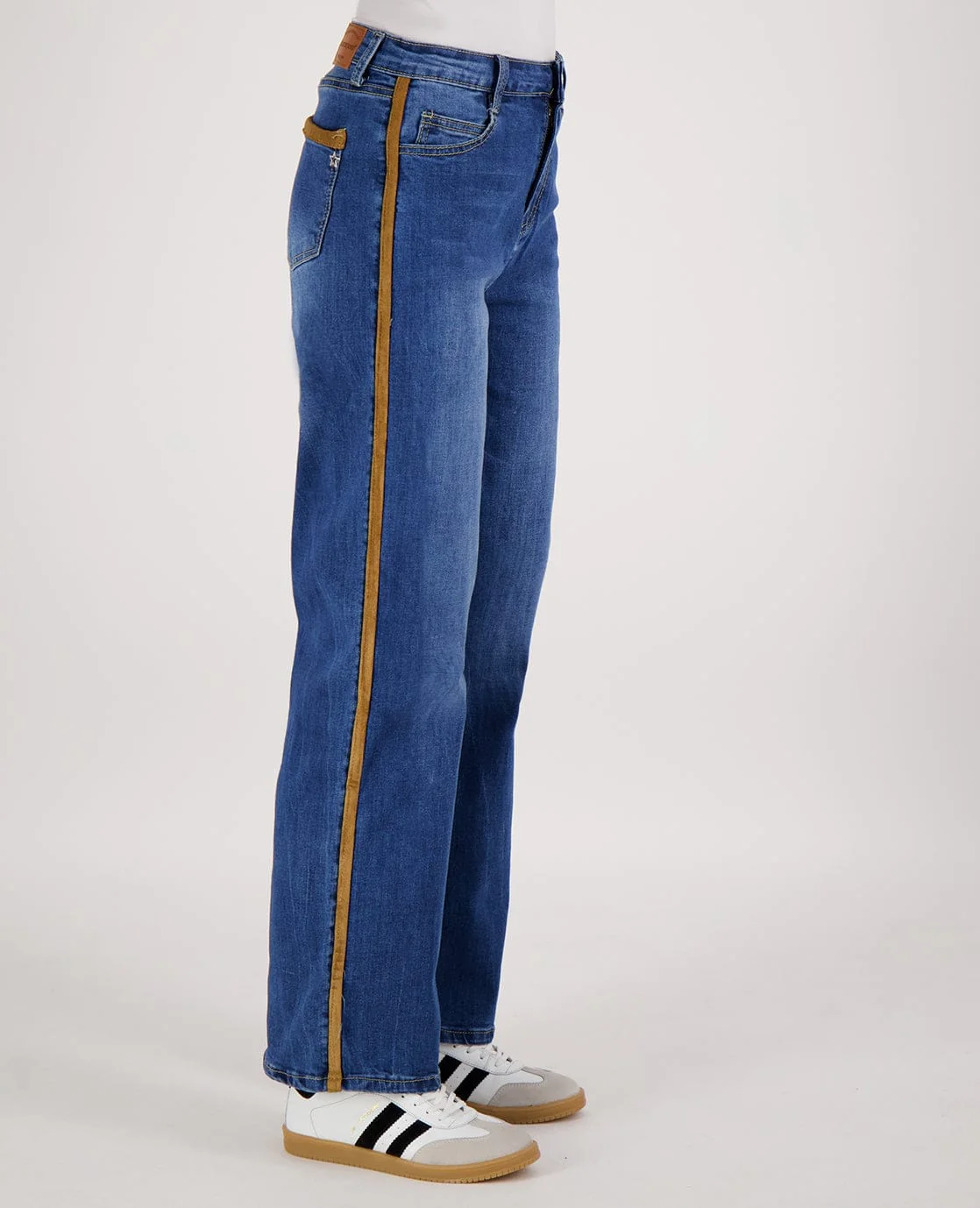 Pant Straight Denim | Dark Denim/Camel - Image 4