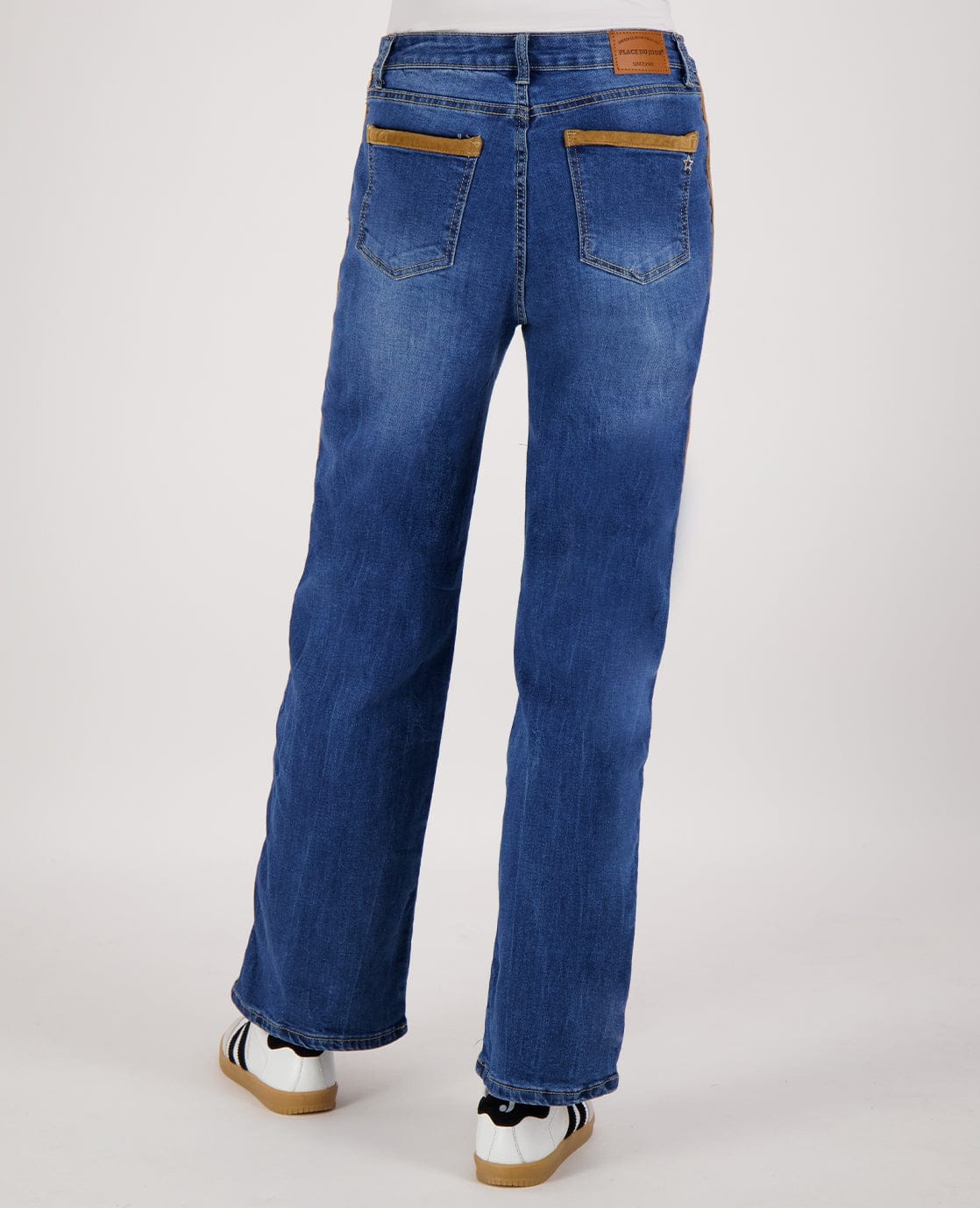 Pant Straight Denim | Dark Denim/Camel - Image 5