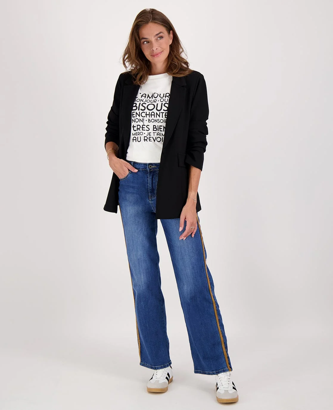 Pant Straight Denim | Dark Denim/Camel - Image 6